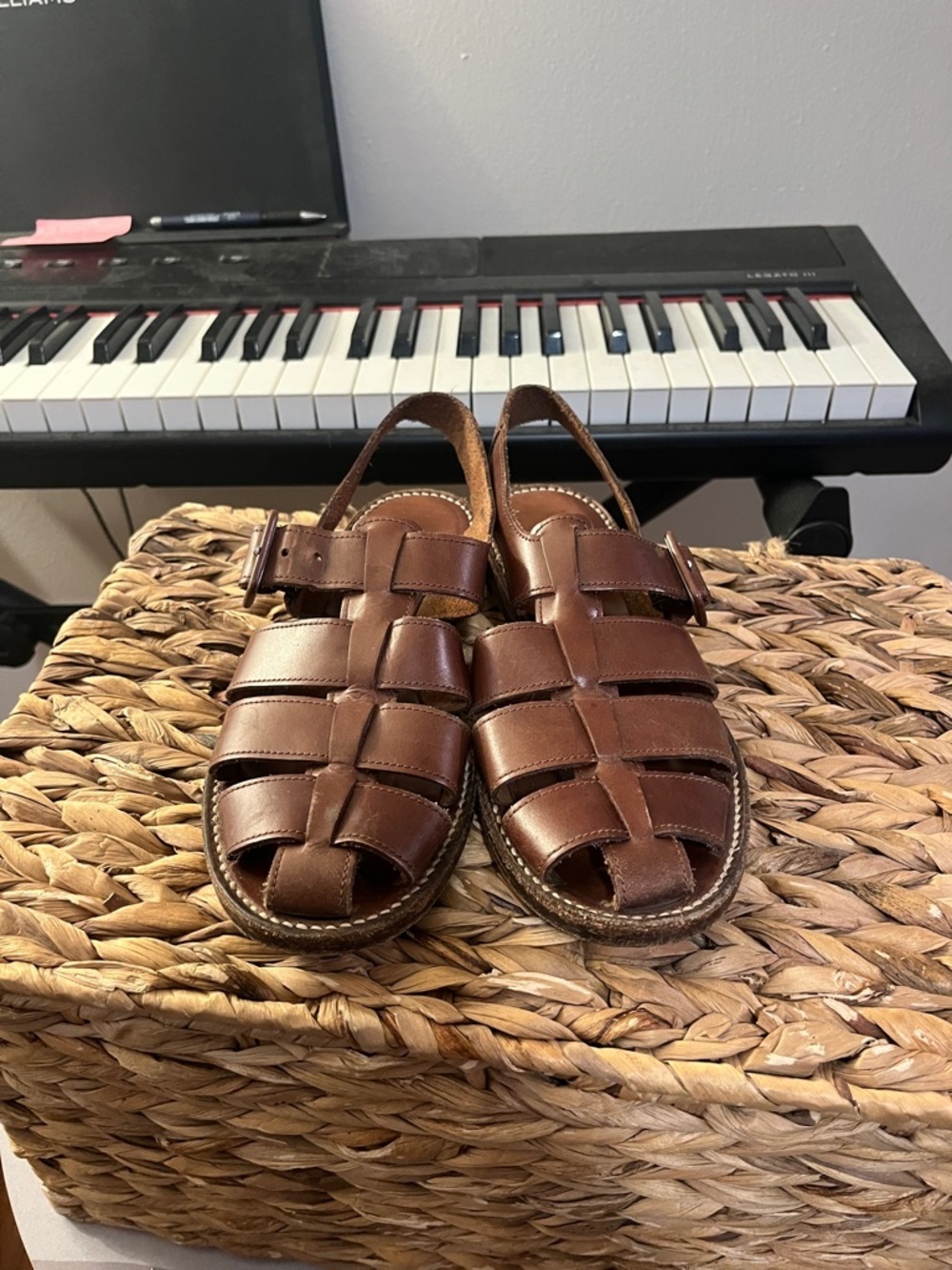 Robert Clergerie Brown / tan leather fisherman low sandals